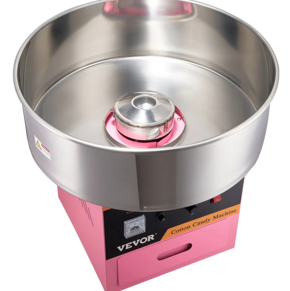 VEVOR Electric Cotton Candy Machine, 1000W Candy Floss Maker, Commercial Cotton Candy Machine with Stainless Steel Bowl, Sugar Scoop, and Drawer, Perfect for Home Kids Birthday, Family Party Pink