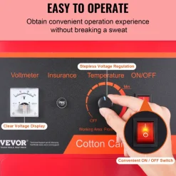 VEVOR Electric Cotton Candy Machine, 1000W Candy Floss Maker, Commercial Cotton Candy Machine with Cover, Stainless Steel Bowl, Sugar Scoop, Drawer, Perfect for Home Kids Birthday, Family Party, Red