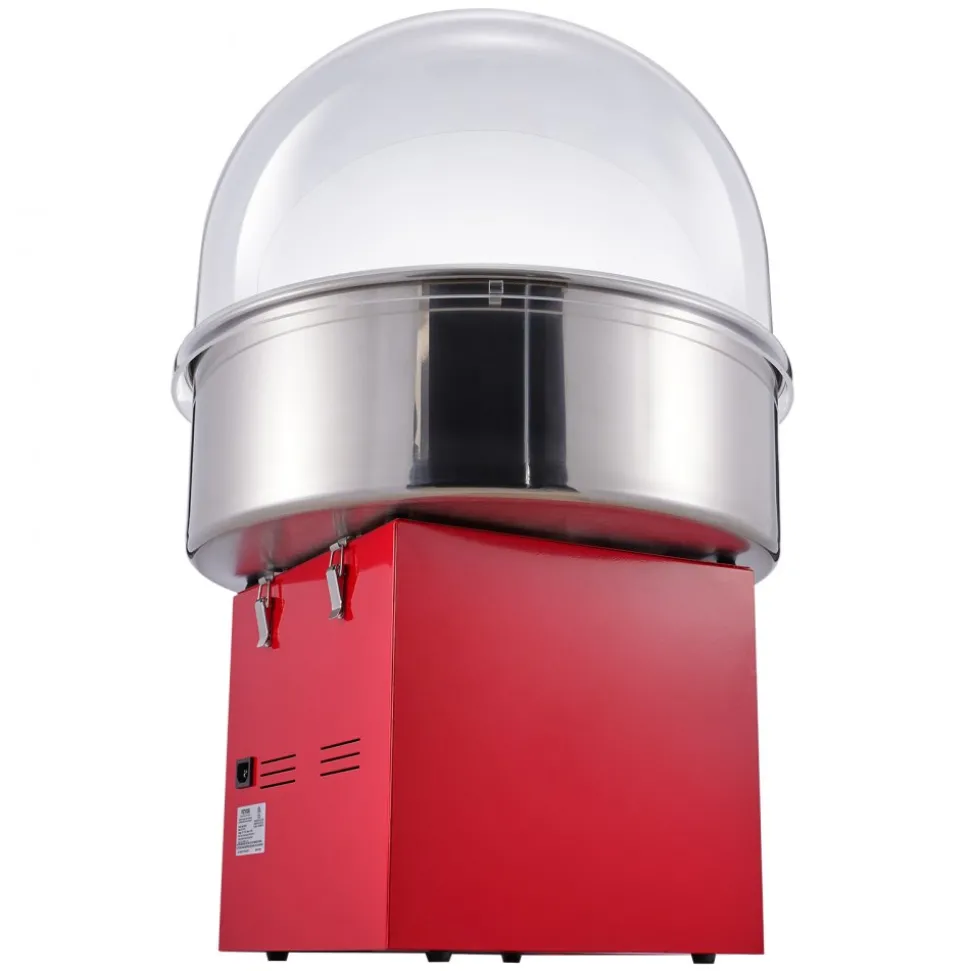VEVOR Electric Cotton Candy Machine, 1000W Candy Floss Maker, Commercial Cotton Candy Machine with Cover, Stainless Steel Bowl, Sugar Scoop, Drawer, Perfect for Home Kids Birthday, Family Party, Red