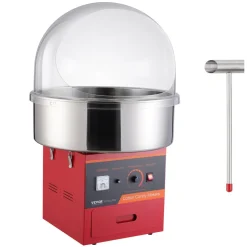 VEVOR Electric Cotton Candy Machine, 1000W Candy Floss Maker, Commercial Cotton Candy Machine with Cover, Stainless Steel Bowl, Sugar Scoop, Drawer, Perfect for Home Kids Birthday, Family Party, Red