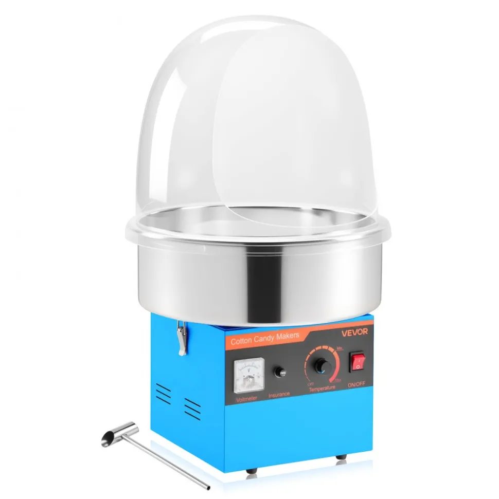 VEVOR Electric Cotton Candy Machine, 1000W Electric Floss Maker With Cover, Commercial Cotton Candy Machine w/Stainless Steel Bowl & Sugar Scoop, Ideal for Home, Carnival, Birthday, Family Party, Blue