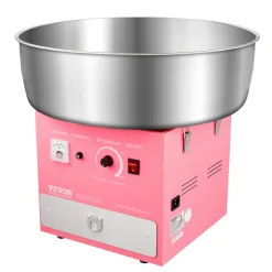 VEVOR Electric Cotton Candy Machine, 1000W Commercial Candy Floss Maker with 20.5 in Stainless Steel Bowl, Sugar Scoop, and Drawer, Easy Home Use, Perfect for Kids Birthday, Family Party, Pink