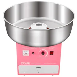 VEVOR Electric Cotton Candy Machine, 1000W Commercial Candy Floss Maker with 20.5 in Stainless Steel Bowl, Sugar Scoop, and Drawer, Easy Home Use, Perfect for Kids Birthday, Family Party, Pink