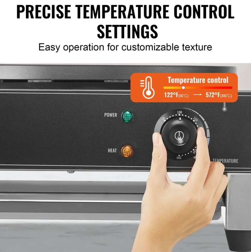 VEVOR Electric Crepe Maker, 16-Inch Commercial Crepe Machine, 1700W Flat Plate Crepe Griddle, Nonstick Stainless Steel Pancake Making Machine, Desktop Circular Cereals Pancake Stove with Temp Control