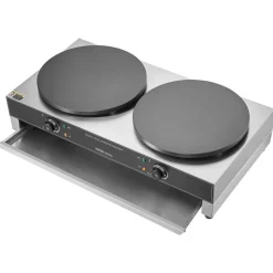 VEVOR Electric Crepe Maker, 16-Inch Double Head Commercial Crepe Machine, 3400W Flat Plate Crepe Griddle, Nonstick Stainless Steel Pancake Making, Desktop Circular Cereals Pancake Stove, AC120V 60Hz