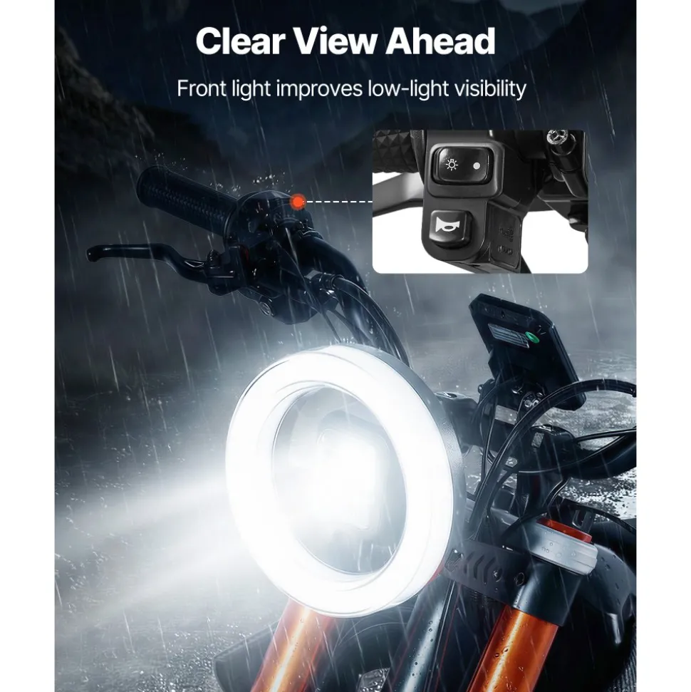 VEVOR Electric Dirt Bike for Teens Adults, 2000W Motor, 31 MPH Speed, 31 Miles Max Range, 48V 22.5Ah Battery, Off-Road Motorcycle with Light, Display, Dual Suspension & Hydraulic Brakes for Age 14+