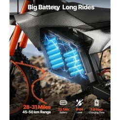 VEVOR Electric Dirt Bike for Teens Adults, 2000W Motor, 31 MPH Speed, 31 Miles Max Range, 48V 22.5Ah Battery, Off-Road Motorcycle with Light, Display, Dual Suspension & Hydraulic Brakes for Age 14+