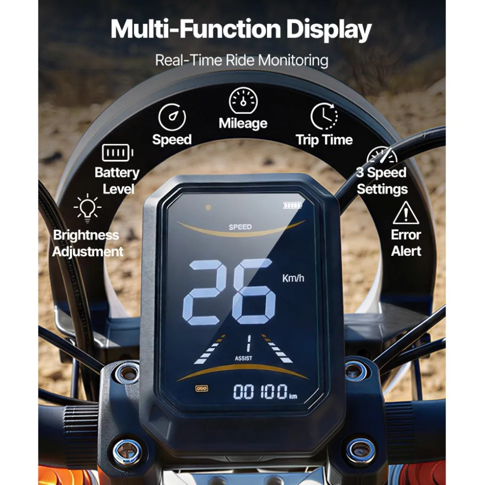 VEVOR Electric Dirt Bike for Teens Adults, 2000W Motor, 31 MPH Speed, 31 Miles Max Range, 48V 22.5Ah Battery, Off-Road Motorcycle with Light, Display, Dual Suspension & Hydraulic Brakes for Age 14+