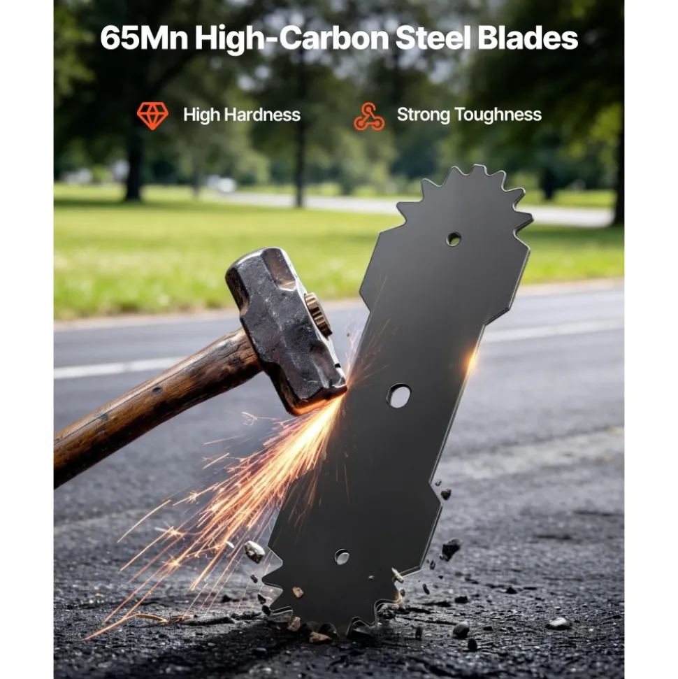 VEVOR Electric Edger Blades, 8.8-inch Length, 3-Pack Replacement Blades, 65Mn High-Carbon Steel with Electrophoretic Coating, Multi-Serrated Sharp Edge, Compatible with the VEVOR ASYTM01230 Edger