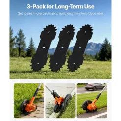VEVOR Electric Edger Blades, 8.8-inch Length, 3-Pack Replacement Blades, 65Mn High-Carbon Steel with Electrophoretic Coating, Multi-Serrated Sharp Edge, Compatible with the VEVOR ASYTM01230 Edger