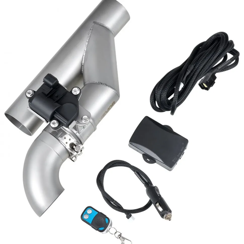 VEVOR Electric Exhaust Cutout, 2.5 Inch Universal Stainless Steel Exhaust Valve Kit with One Controller Remote Kit, Cut Out Valve, Y Pipe, Remote Control & Box, Fits Trucks, Sedans, Sports Cars, SUVs