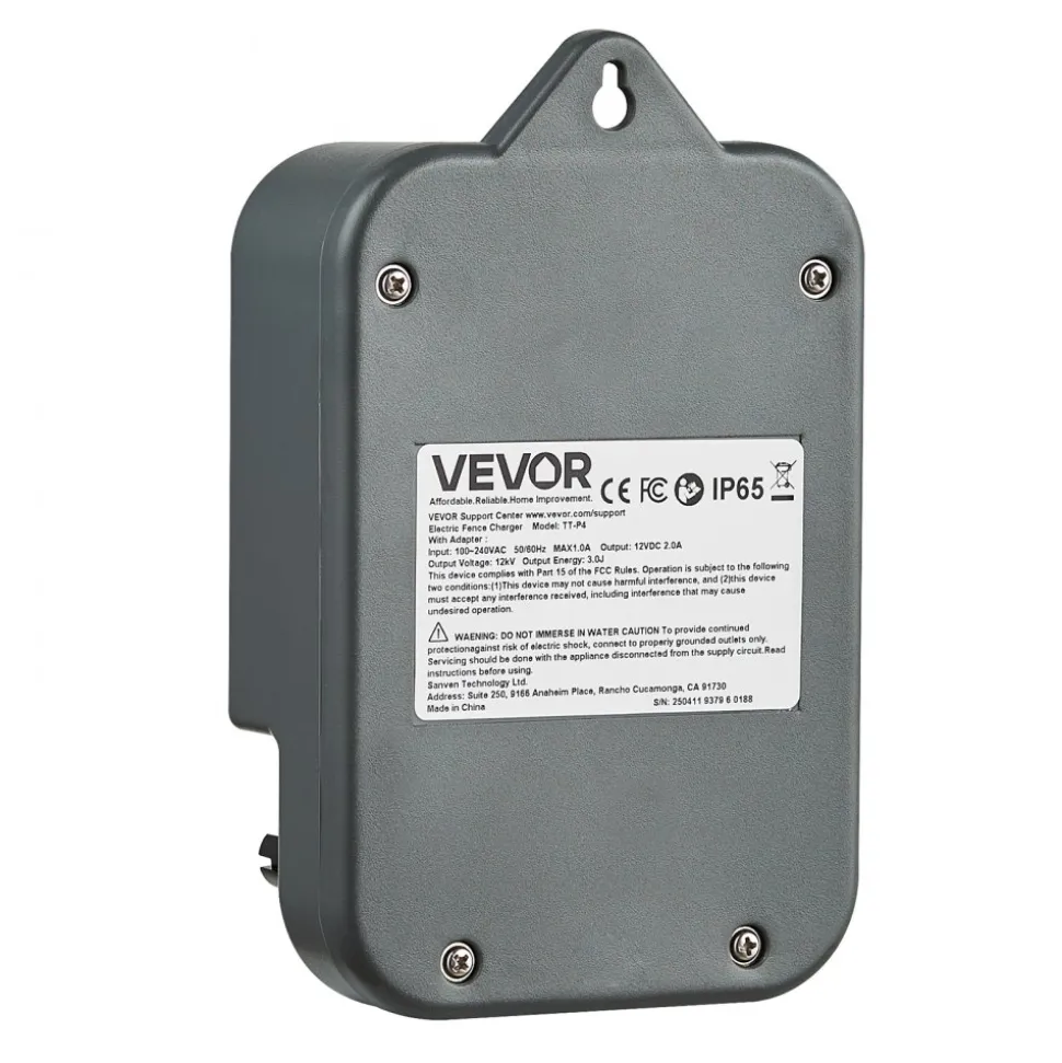 VEVOR Electric Fence Charger, 10kV 3J, AC DC Electric Fence Energizer with LED Indicator, 1.86 Miles Range, Powerful Plug-in Fences Charger, Prevents Wild Animals Intrusion for Livestock Poultry