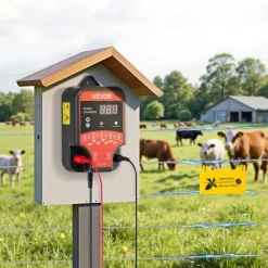 VEVOR Electric Fence Charger, 10kV 3J, AC DC Electric Fence Energizer with LED Indicator, 1.86 Miles Range, Powerful Plug-in Fences Charger, Prevents Wild Animals Intrusion for Livestock Poultry