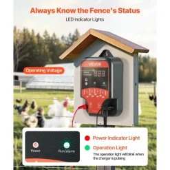 VEVOR Electric Fence Charger, 10kV 3J, AC DC Electric Fence Energizer with LED Indicator, 1.86 Miles Range, Powerful Plug-in Fences Charger, Prevents Wild Animals Intrusion for Livestock Poultry