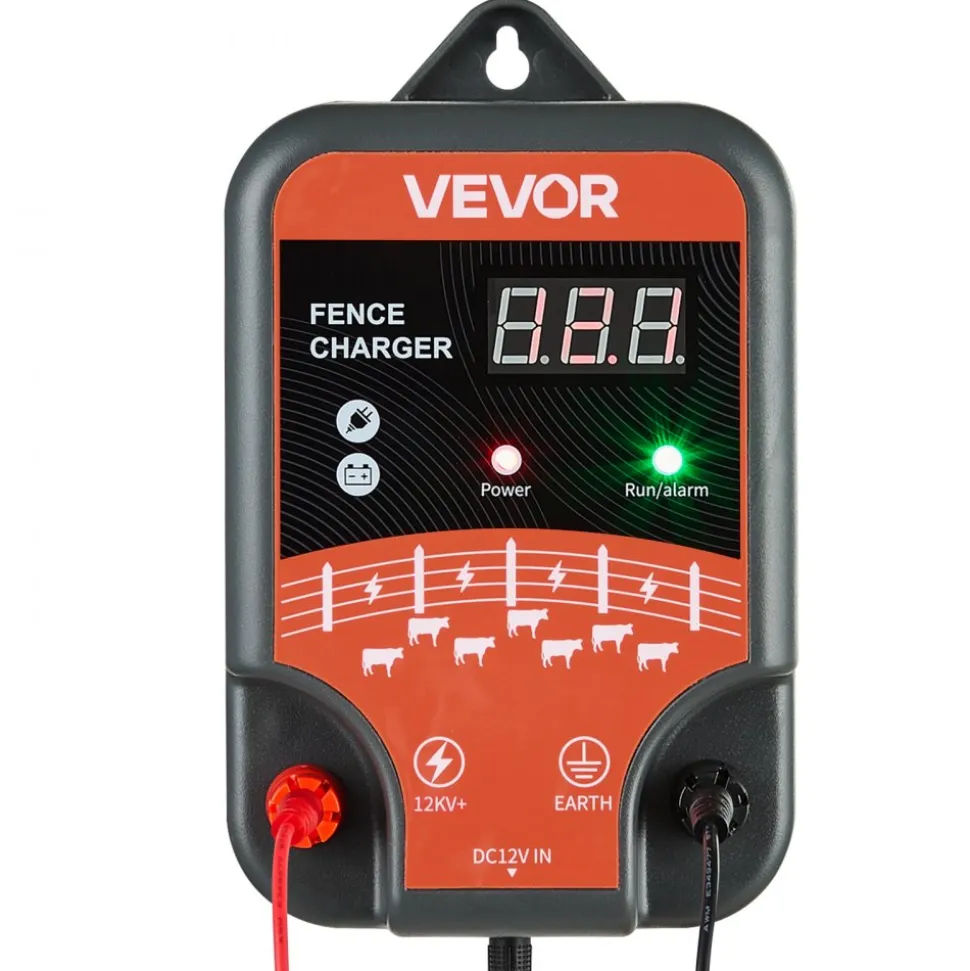 VEVOR Electric Fence Charger, 10kV 3J, AC DC Electric Fence Energizer with LED Indicator, 1.86 Miles Range, Powerful Plug-in Fences Charger, Prevents Wild Animals Intrusion for Livestock Poultry