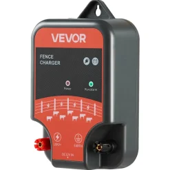 VEVOR Electric Fence Charger, 10kV 2J, AC DC Electric Fence Energizer with LED Indicator, 1.86 Miles Range, Powerful Plug-in Fences Charger, Prevents Wild Animals Intrusion for Livestock Poultry