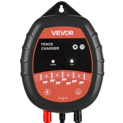 VEVOR Electric Fence Charger, 10kV 1J, AC DC Electric Fence Energizer with LED Indicator, 1.86 Miles Range, Powerful Plug-in Fences Charger, Prevents Wild Animals Intrusion for Livestock Poultry