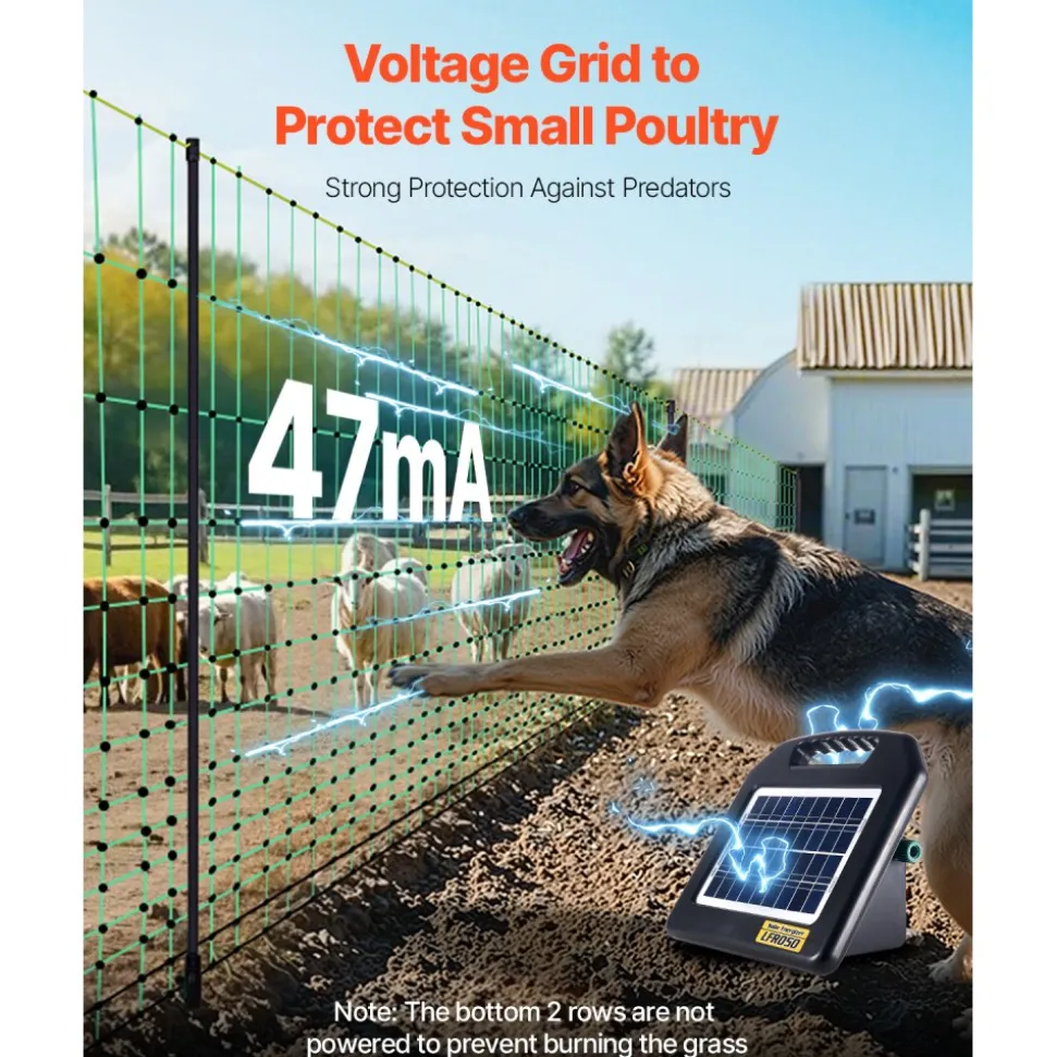 VEVOR Electric Fence Netting, 35" H x 164' L, PE Net Fencing with Posts & Double-Spiked Stakes, Utility Portable Mesh for Goats, Sheep, Lambs, Deer, Hogs, Dogs, Used in Backyards, Farms, and Ranches
