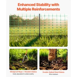 VEVOR Electric Fence Netting, 50" H x 164' L, Livestock Net Fencing with Posts & Stakes, Portable Mesh Nets for Goats, Sheep, Deer, Hogs, Dogs, Electric Fencing for Backyards, Gardens, Farms, Ranches