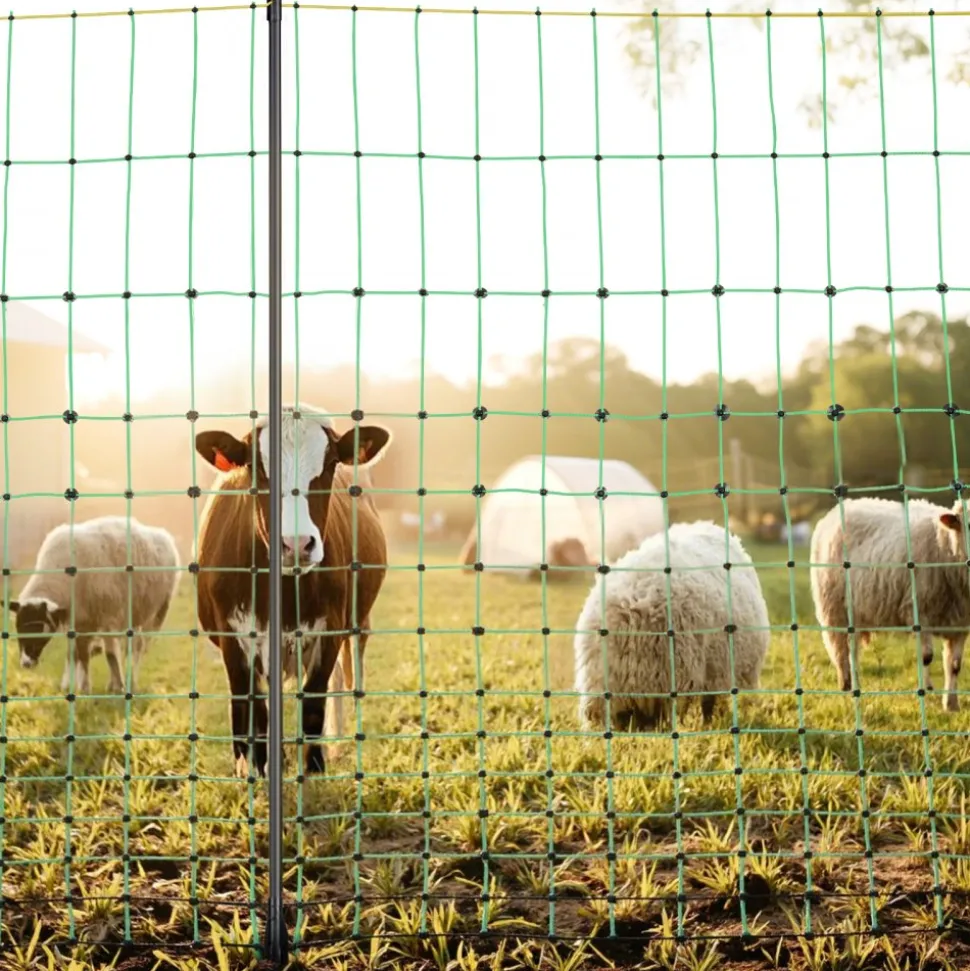VEVOR Electric Fence Netting, 50" H x 164' L, Livestock Net Fencing with Posts & Stakes, Portable Mesh Nets for Goats, Sheep, Deer, Hogs, Dogs, Electric Fencing for Backyards, Gardens, Farms, Ranches