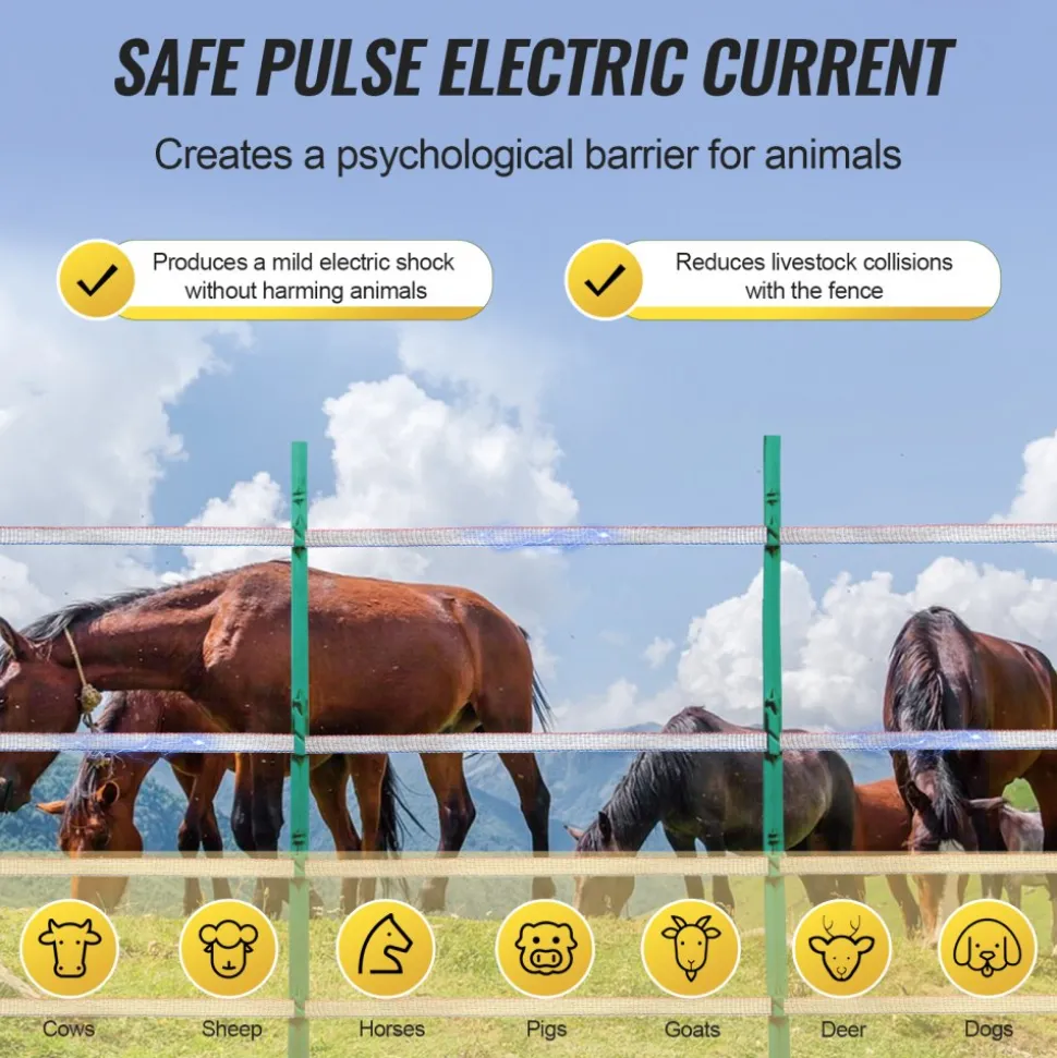 VEVOR Electric Fence Tape, 1640Ft 500M Polytape Fencing Hot Wire, 3/4" Width 6 Stainless Steel Strands for Reliable Conductivity, UV & Rust Resistance, Portable Polywire for Horse Cattle Livestock