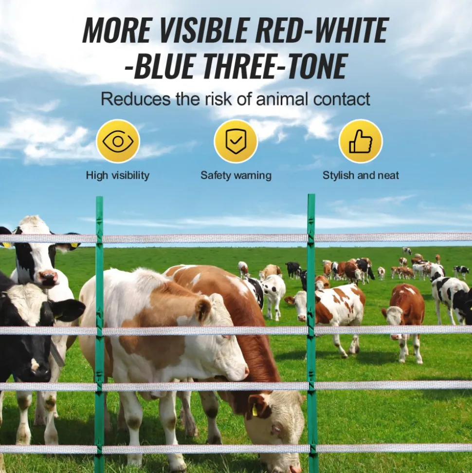 VEVOR Electric Fence Tape, 1640Ft 500M Polytape Fencing Hot Wire, 3/4" Width 6 Stainless Steel Strands for Reliable Conductivity, UV & Rust Resistance, Portable Polywire for Horse Cattle Livestock