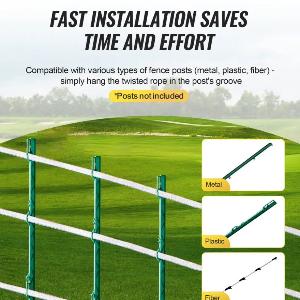 VEVOR Electric Fence Tape, 1640Ft 500M Polytape Fencing Hot Wire, 3/4" Width 6 Stainless Steel Strands for Reliable Conductivity, UV & Rust Resistance, Portable Polywire for Horse Cattle Livestock