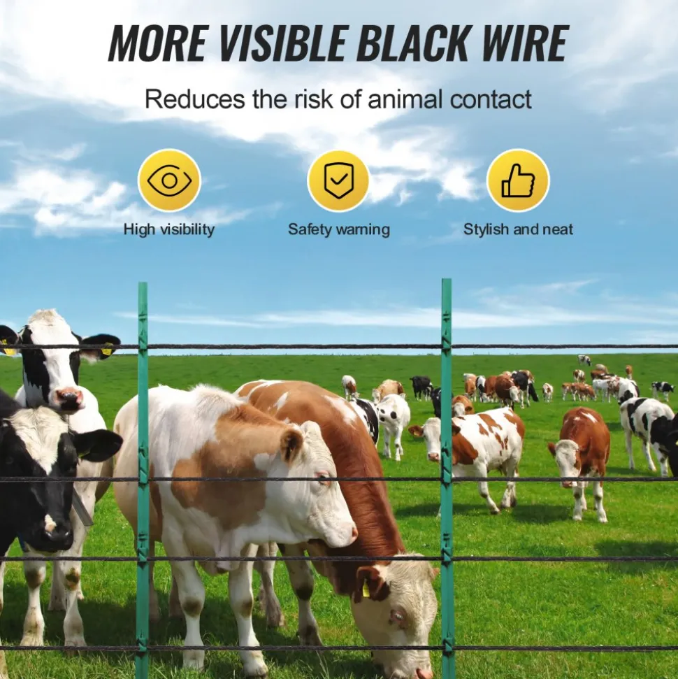 VEVOR Electric Fence Wire, 1000Ft 305M Portable Polywire, 1/4" Diameter 2 Copper Strands for Reliable Conductivity and Rust Resistance, Fencing Rope Line for Horse, Cattle, Livestock