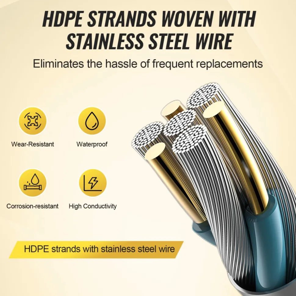 VEVOR Electric Fence Wire, 3366Ft 1026M Portable Polywire, 1/8" Diameter 6 Stainless Steel Strands for Reliable Conductivity and UV, Rust Resistance, Fencing Rope Line for Horse, Cattle, Livestock