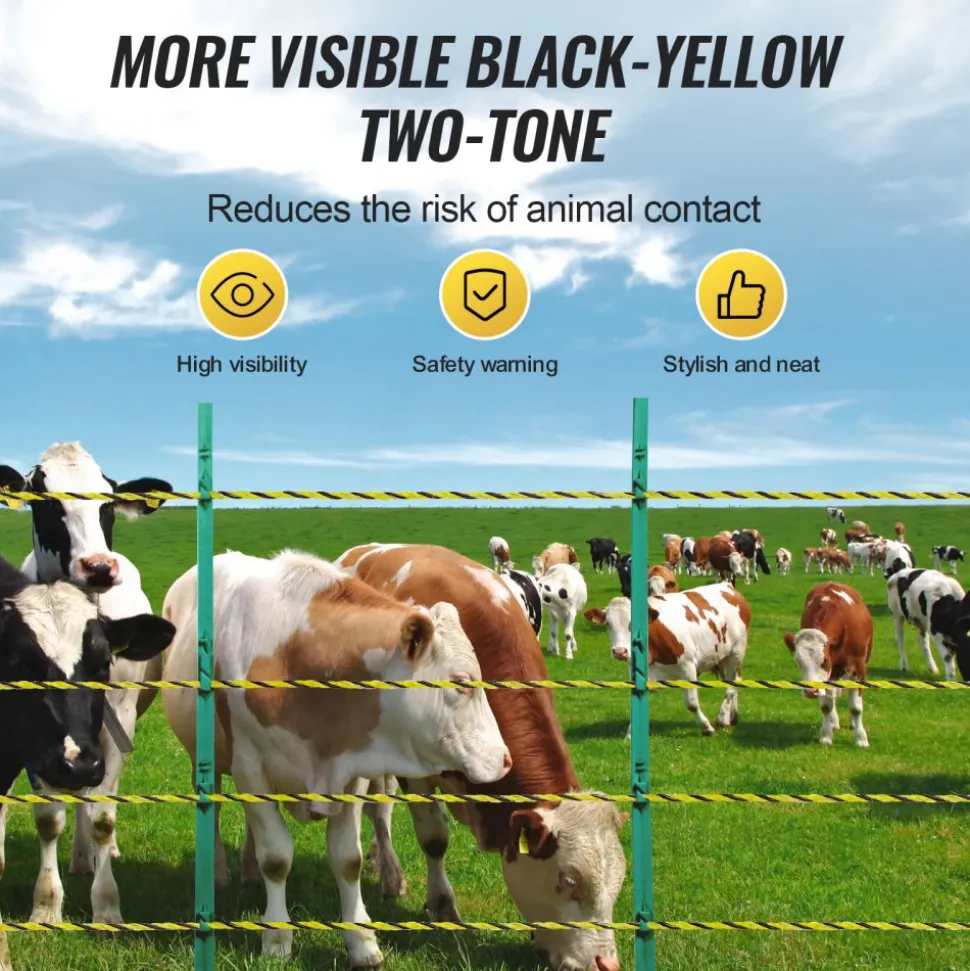 VEVOR Electric Fence Wire, 3366Ft 1026M Portable Polywire, 1/8" Diameter 6 Stainless Steel Strands for Reliable Conductivity and UV, Rust Resistance, Fencing Rope Line for Horse, Cattle, Livestock