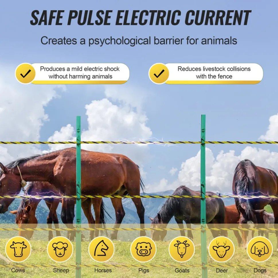 VEVOR Electric Fence Wire, 3366Ft 1026M Portable Polywire, 1/8" Diameter 6 Stainless Steel Strands for Reliable Conductivity and UV, Rust Resistance, Fencing Rope Line for Horse, Cattle, Livestock