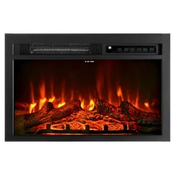VEVOR Electric Fireplace Insert, 26 inch Recessed and Wall Mounted with Adjustable Flame Color Brightness & 8h Timer & Remote Control, Indoor Heater w/ 750W/1500W Dual Heating Modes, 5000BTU Black