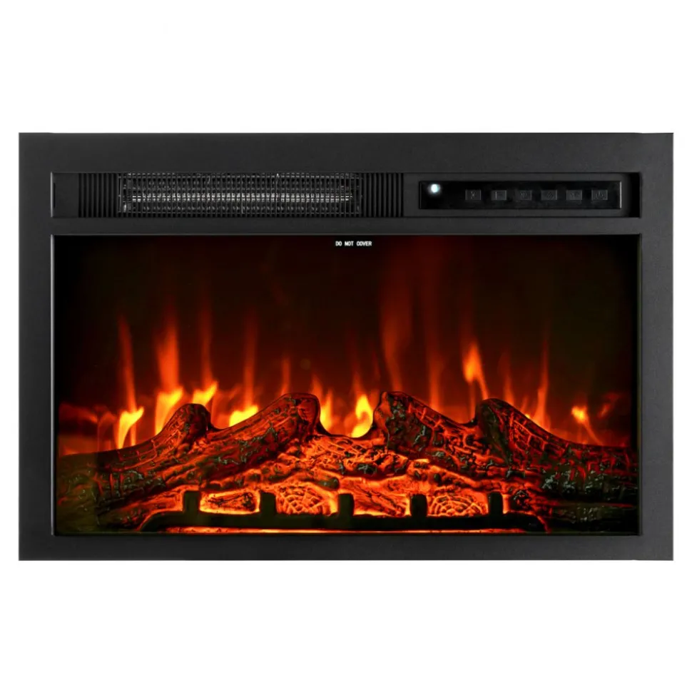 VEVOR Electric Fireplace Insert, 26 inch Recessed and Wall Mounted with Adjustable Flame Color Brightness & 8h Timer & Remote Control, Indoor Heater w/ 750W/1500W Dual Heating Modes, 5000BTU Black