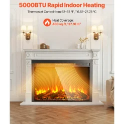 VEVOR Electric Fireplace Insert, 40 inch Recessed and Wall Mounted with Adjustable Flame Color Brightness & 8h Timer & Remote Control, Indoor Heater w/ 750W/1500W Dual Heating Modes, 5000BTU Black