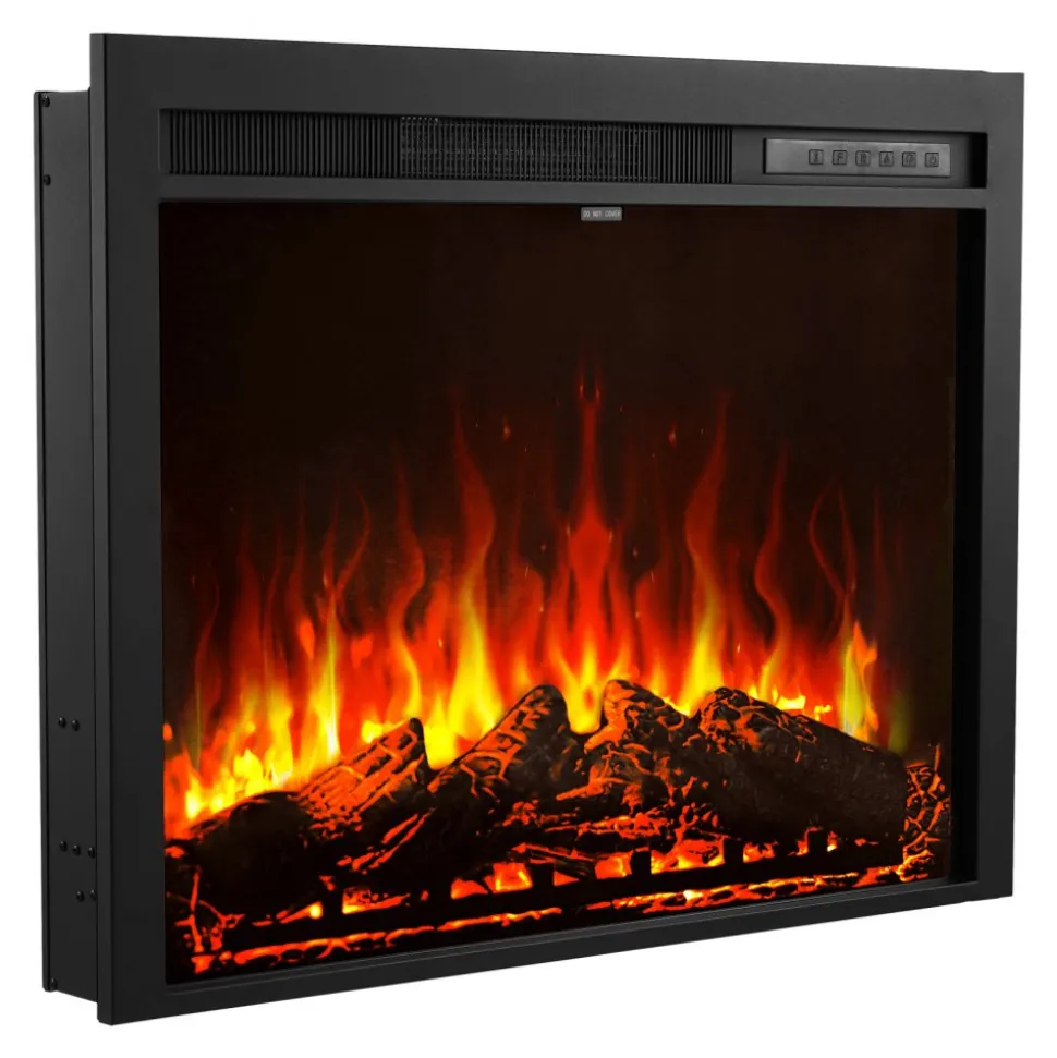VEVOR Electric Fireplace Insert, 35 inch Recessed and Wall Mounted with Adjustable Flame Color Brightness & 8h Timer & Remote Control, Indoor Heater w/ 750W/1500W Dual Heating Modes, 5000BTU Black