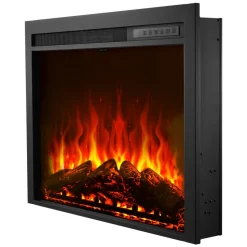 VEVOR Electric Fireplace Insert, 35 inch Recessed and Wall Mounted with Adjustable Flame Color Brightness & 8h Timer & Remote Control, Indoor Heater w/ 750W/1500W Dual Heating Modes, 5000BTU Black
