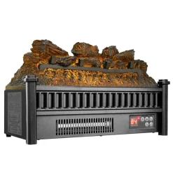 VEVOR Electric Fireplace Log, 20 inch Fireplace Insert Log Heater, with Remote Controller, 5 Adjustable Flame Brightness, 24H Timer, Overheat Protection, Thermostat, for Home and Office Decor Black