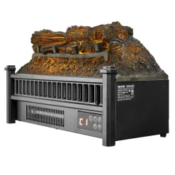 VEVOR Electric Fireplace Log, 20 inch Fireplace Insert Log Heater, with Remote Controller, 5 Adjustable Flame Brightness, 24H Timer, Overheat Protection, Thermostat, for Home and Office Decor Black