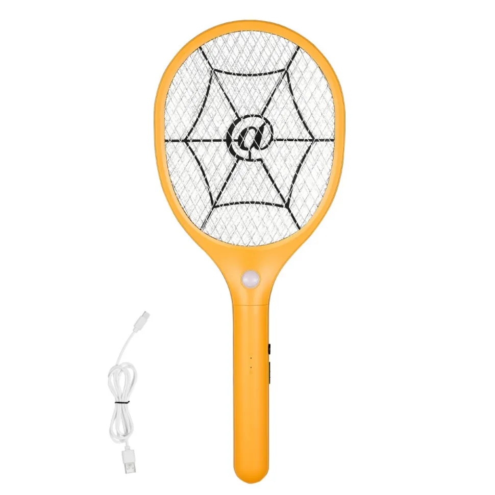 VEVOR Electric Fly Swatter, Zapper Racket with 3 Layers Mesh, Powerful Fly Killer Indoor & Outdoor with 500mAh Battery Rechargeable for Home, Bedroom, Kitchen and Patio, Yellow & Black