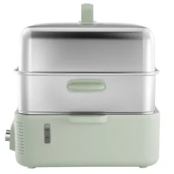 VEVOR Electric Food Steamer 10.6 QT Glass with 3-Tier Stainless Steel Trays, 1200W Vegetable Steamer for Cooking, 2-4 Servings, Pre-Programmed Settings, Delay Start, for Veggies, Seafood & Rice, White