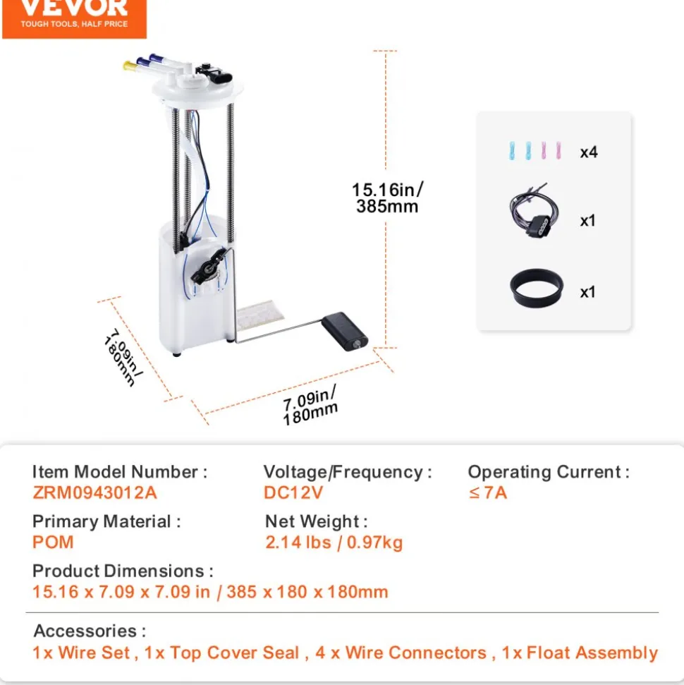 VEVOR Electric Fuel Pump Module Assembly, Compatible with 2005-2017 Chrysler 300, 2008-2017 Dodge Challenger, 2006-2015 Dodge Charger, 2005-2008 Dodge Magnum, V6 V8 2.7L 3.5L 3.6L 5.7L 6.1L 6.4L