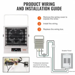 VEVOR Electric Garage Heater, 5000-Watt (2500/5000W) Ceiling Mounted Shop Heater, 2 Settings & Overheat Protection & Low Noise Cross-flow, Commercial for Indoor Workshop Warehouse,240V White