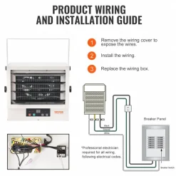 VEVOR Electric Garage Heater, 7500-Watt Digital Fan-Forced Wall/Ceiling Mount Shop Heater, with Remote Control Overheat Protection, Hardwired Heater with 9-Hour Timer, Ideal for Workshop, ETL Listed