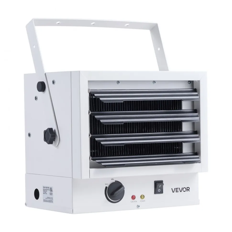 VEVOR Electric Garage Heater, 5000-Watt Wall/Ceiling Mounted Shop Heater for 2 Cars, Overheat Protection & 3 Adjustable Angles, Heavy Duty Commercial for Indoor Workshop Warehouse,240V White