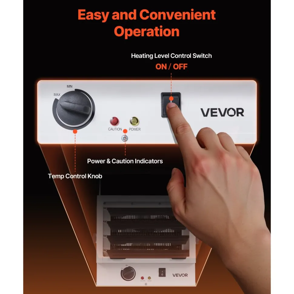 VEVOR Electric Garage Heater, 5000-Watt Wall/Ceiling Mounted Shop Heater for 2 Cars, Overheat Protection & 3 Adjustable Angles, Heavy Duty Commercial for Indoor Workshop Warehouse,240V White