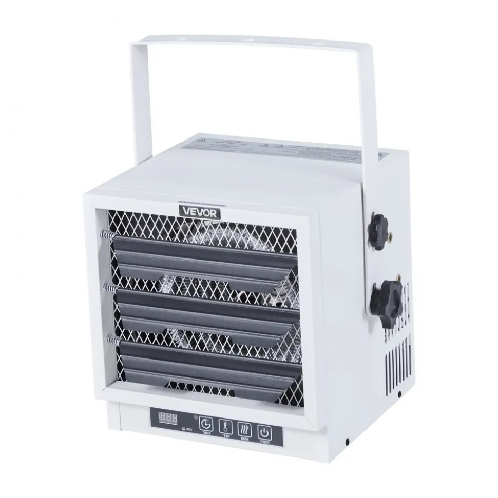 VEVOR Electric Garage Heater, 4800-Watt with Remote Control & 10 Hour Timer & Overheat Protection Wall/Ceiling Mounted Shop Heater, Commercial Fan-forced for Indoor Workshop Warehouse,240V White