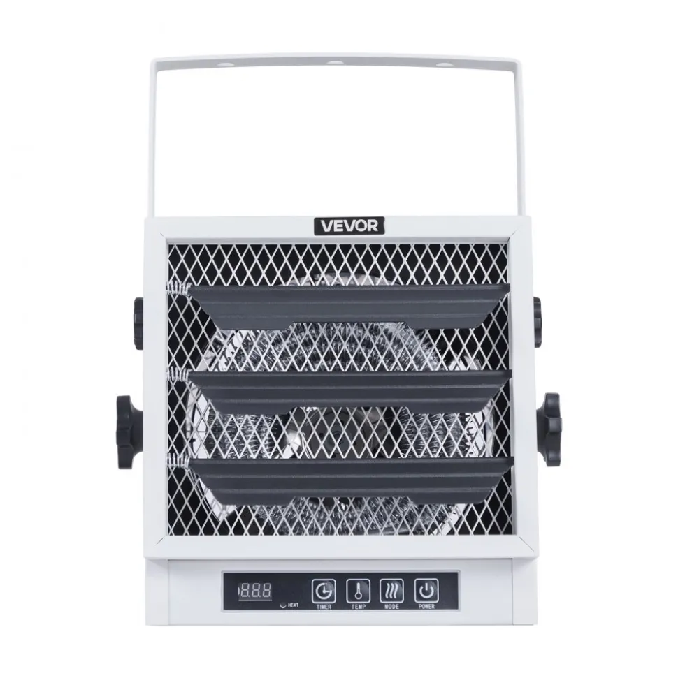 VEVOR Electric Garage Heater, 4800-Watt with Remote Control & 10 Hour Timer & Overheat Protection Wall/Ceiling Mounted Shop Heater, Commercial Fan-forced for Indoor Workshop Warehouse,240V White