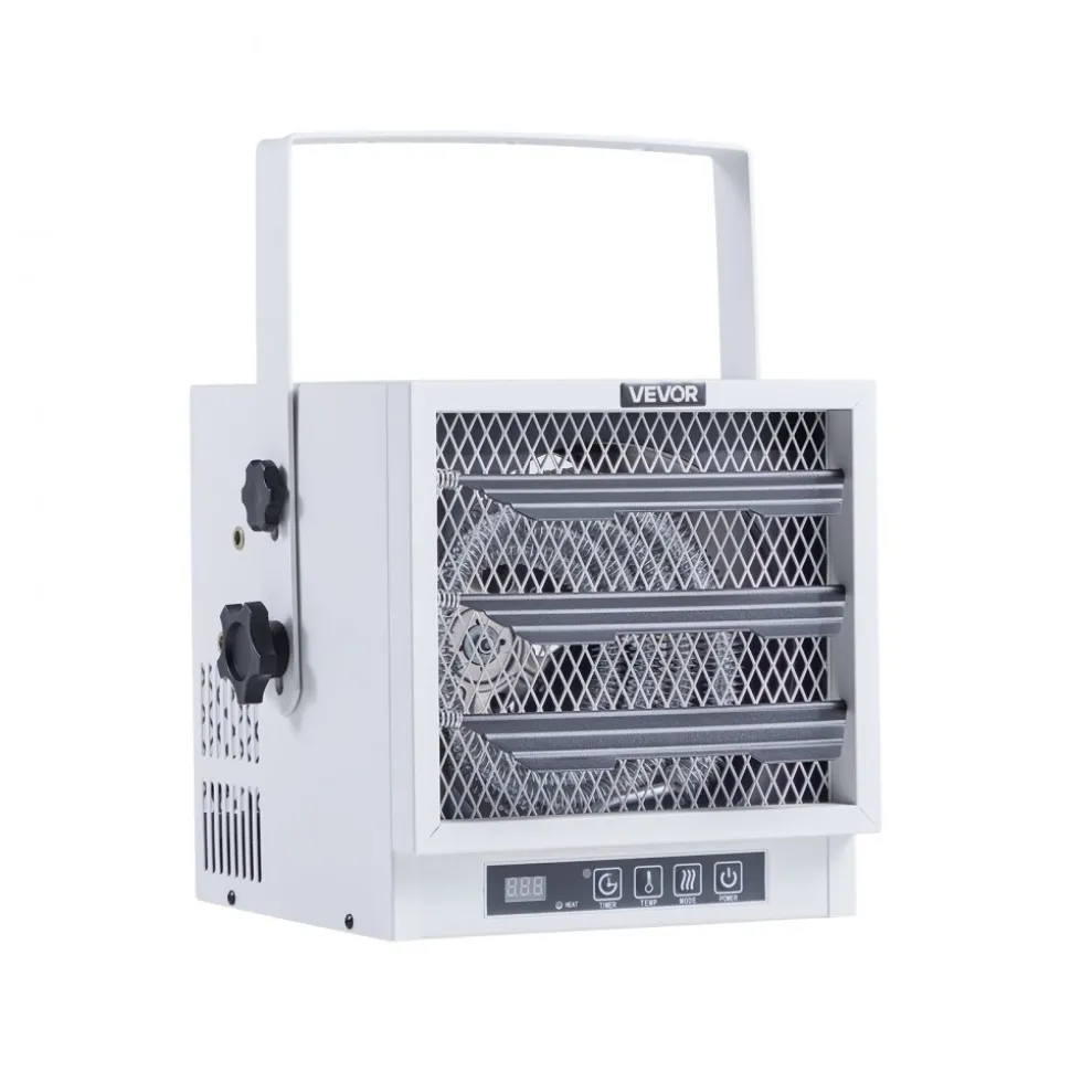 VEVOR Electric Garage Heater, 4800-Watt with Remote Control & 10 Hour Timer & Overheat Protection Wall/Ceiling Mounted Shop Heater, Commercial Fan-forced for Indoor Workshop Warehouse,240V White