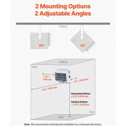 VEVOR Electric Garage Heater, 8500-Watt with Remote Control & 10 Hour Timer & Overheat Protection Wall/Ceiling Mounted Shop Heater, Commercial Fan-forced for Indoor Workshop Warehouse,240V White