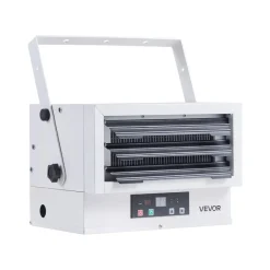 VEVOR Electric Garage Heater, 5000-Watt (2500/5000W) Ceiling Mounted Shop Heater, With Remote Control & Overheat Protection & Low Noise Cross-flow, Commercial for Indoor Workshop Warehouse,240V White